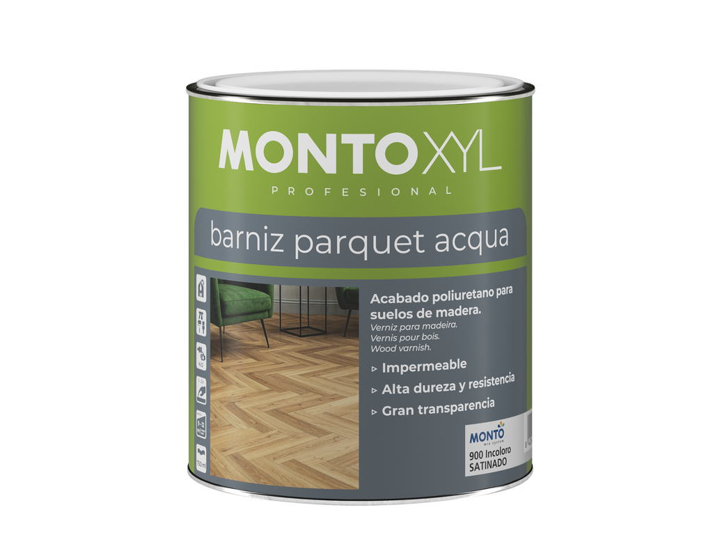 Montoxyl Barniz Parquet Acqua Satinado | Barniz al Agua para Parquet | Dureza Superior y Acabado Satinado