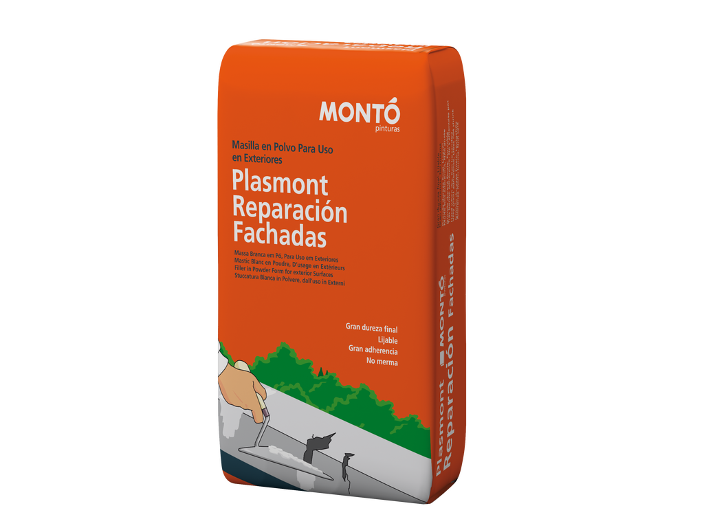 Plasmont Reparación Fachadas | Masilla en Polvo Multiuso | Enlucido y Relleno de Fisuras en Exterior (Blanco o Gris)