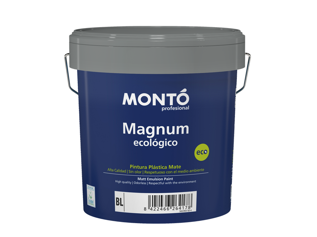 Pintura Plástica Ecológica Magnum Ecológico | Certificado Ecolabel UE | Alta Cubrición y Lavable | Eco-Friendly | Mate (Blanco)