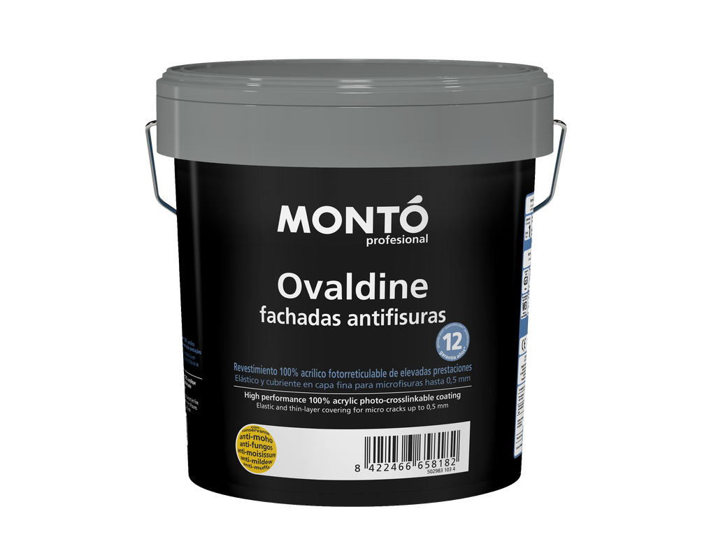 Ovaldine Fachadas Antifisuras | Revestimiento Elástico para Fachadas | Máxima Protección y Resistencia a Microfisuras (Blanco o Blanco Roto)