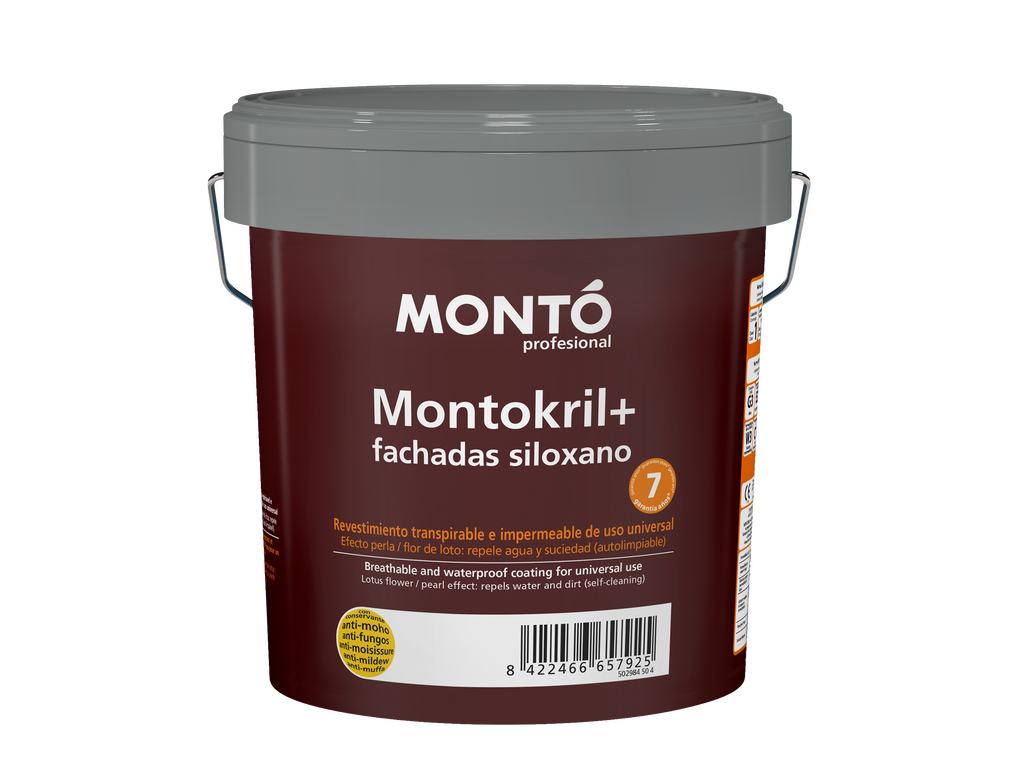 Pintura para Fachadas Montokril+ Siloxano | Liso Mate | Hidrófugo, Autolimpiable y Transpirable (Blanco)