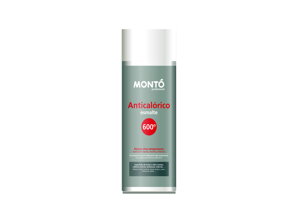 Spray Anticalórico Esmalte 600°C | Montospray para Hornos y Chimeneas | Resistente al Calor Extremo