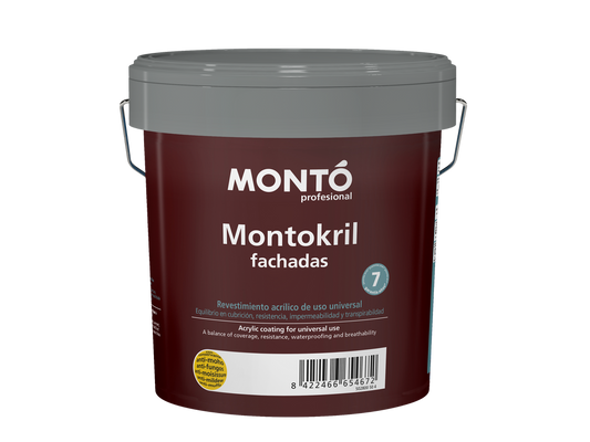 Pintura de fachadas: Montokril Liso (0.75 Litros). Coloreable