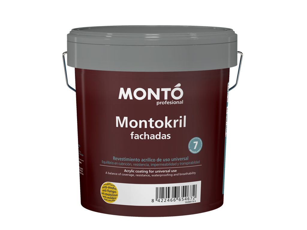 Pintura de fachadas: Montokril Liso (0.75 Litros). Coloreable