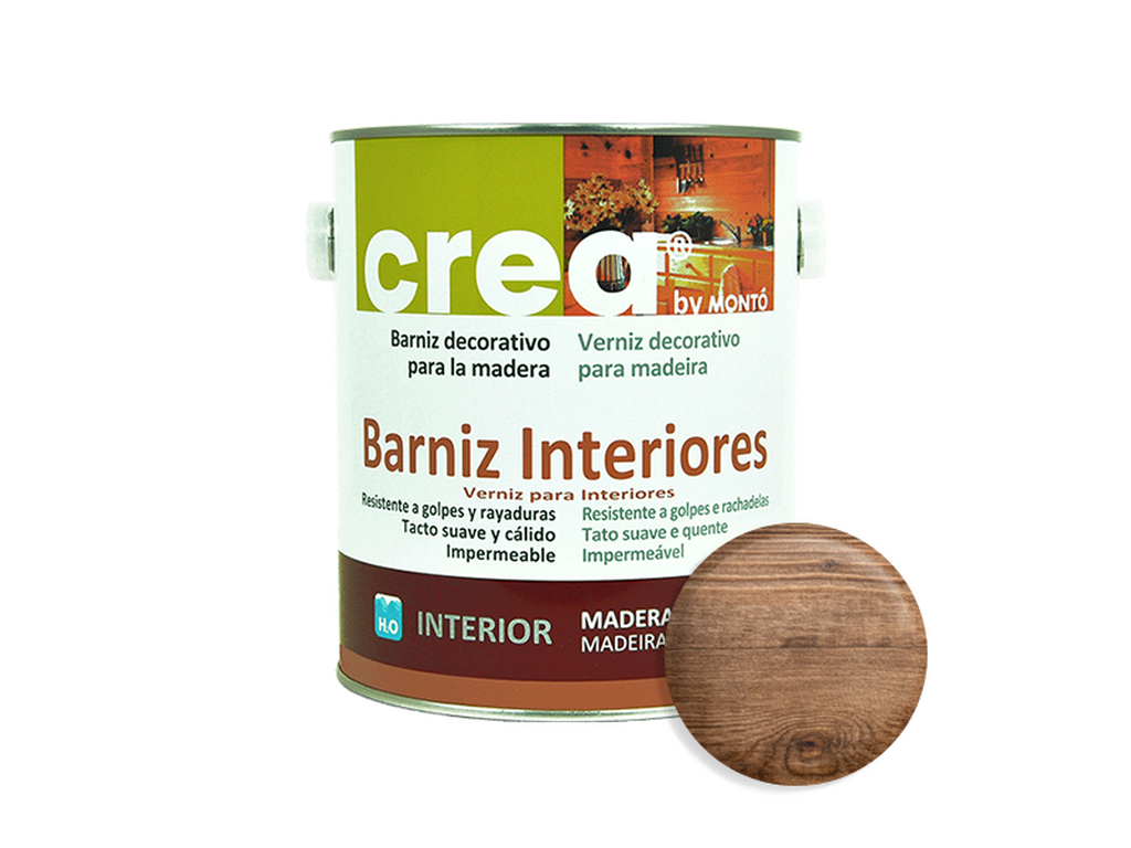 CREA BARNIZ INTERIOR SAT.CASTAÑO 500ML & CREA BARNIZ INTERIOR SAT.CASTAÑO 2.5L