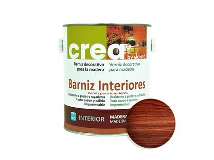 CREA BARNIZ INTERIORES MATE CAOBA 2.5L & CREA BARNIZ INTERIOR MATE CAOBA 500ML
