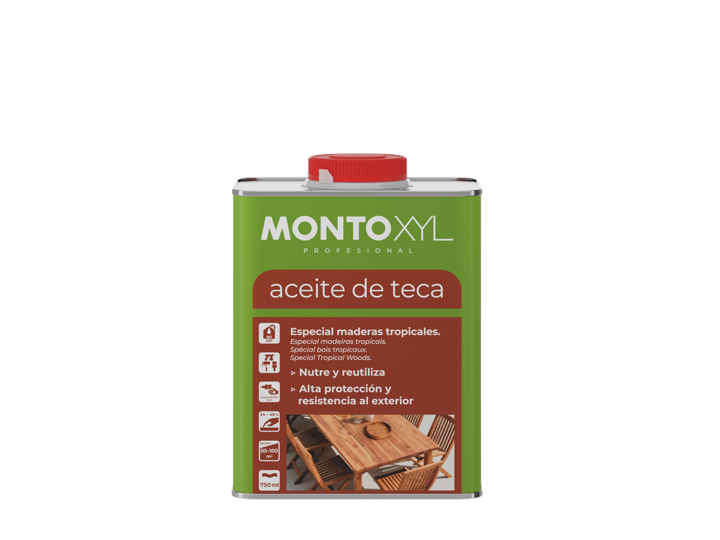 Montoxyl Aceite de Teca | Protector Natural Nutriente | para Madera Sin Barnizar | Resistente a Hongos y UV
