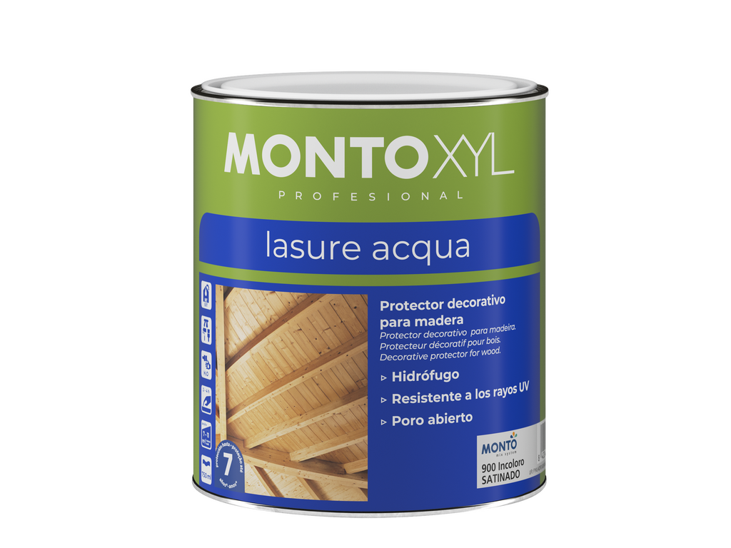 Montoxyl Lasure Acqua Satinado | Lasure al Agua para Madera Interior y Exterior | Protección UV y Poro Abierto