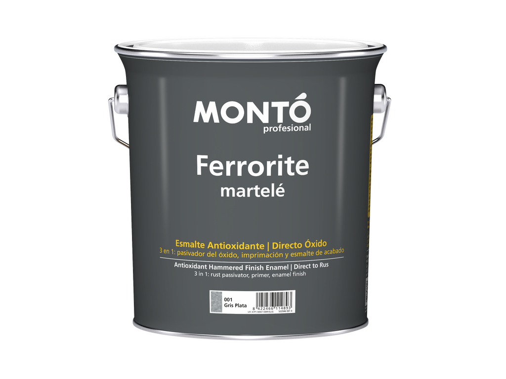 Ferrorite Martelé | Esmalte Directo al Óxido Martilleado | Acabado Metálico Decorativo y Protección 3 en 1 (Gris o Gris Plata)