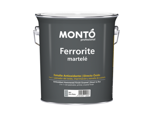 Ferrorite Martelé | Esmalte Directo al Óxido Martilleado | Acabado Metálico Decorativo y Protección 3 en 1 (Gris o Gris Plata)
