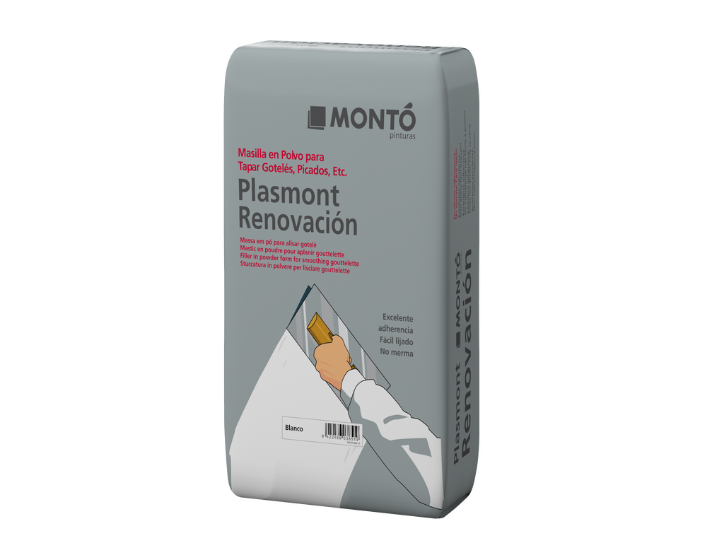 Plasmont Renovación Plus | Masilla en Polvo Ideal para Alisado de Gotelé | Altos Grosores Interior (Blanco)