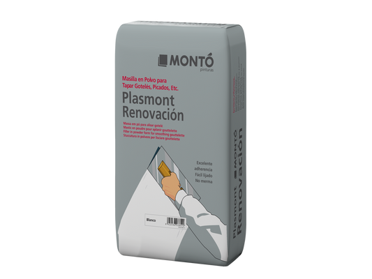 Plasmont Renovación Plus | Masilla en Polvo Ideal para Alisado de Gotelé | Altos Grosores Interior (Blanco)