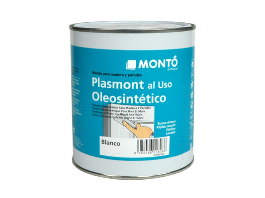 Plasmont Oleosintético | Masilla Sintética Niveladora al Uso | Paredes, Techos y Madera Interior (Blanco)