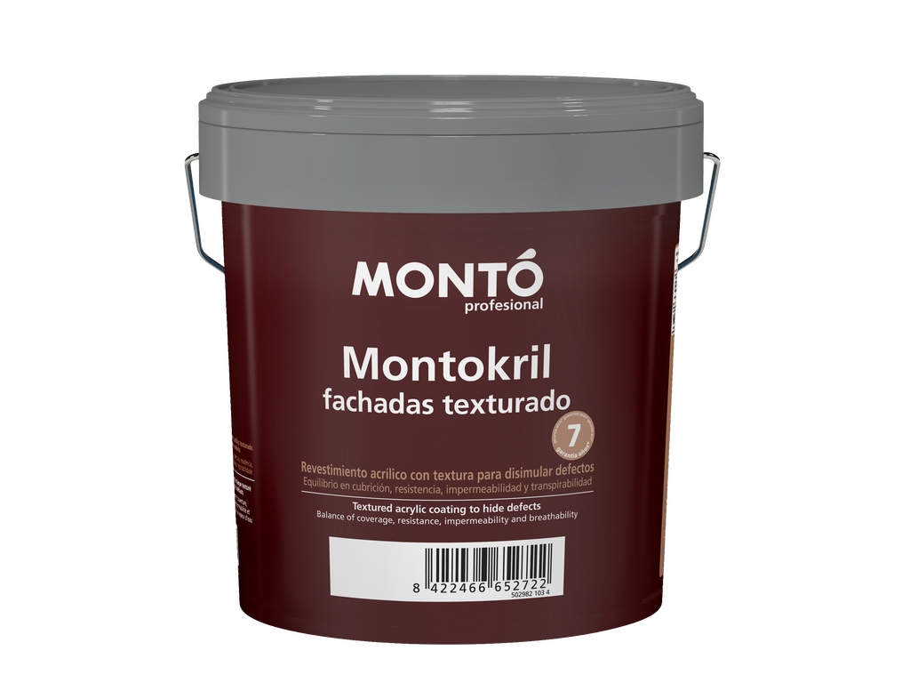 Montokril Texturado | Revestimiento Acrílico con Cargas Silíceas | Acabado Texturado que Disimula Defectos en Fachadas (Blanco)