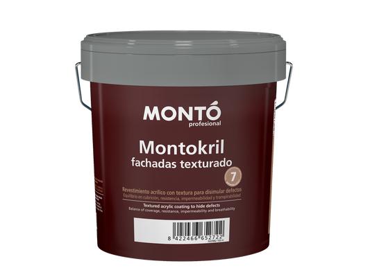 Montokril Texturado | Revestimiento Acrílico con Cargas Silíceas | Acabado Texturado que Disimula Defectos en Fachadas (Blanco)