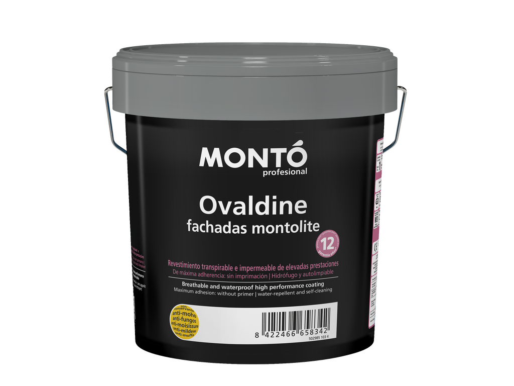 Ovaldine Montolite Acqua | Revestimiento Pliolite Extramate | Fachadas Impermeables y Transpirables (Blanco)