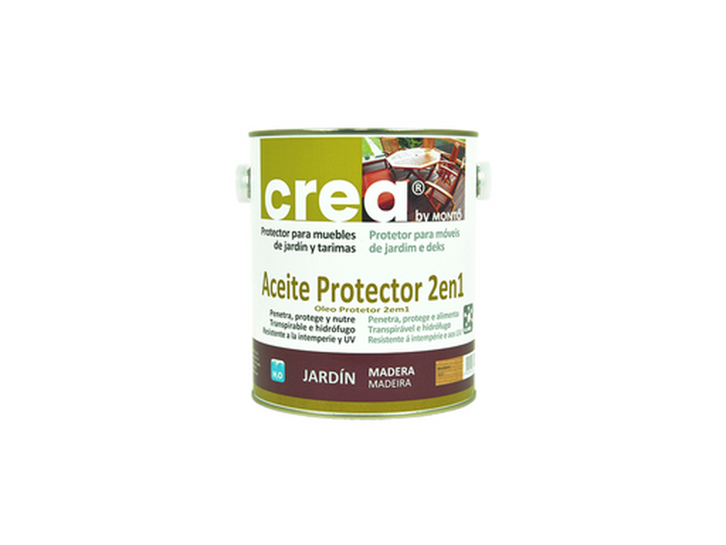 Crea Aceite Protector 2 en 1 | Nutre y Protege Madera de Exterior | Filtros UV y Resistencia Climática | Mate Incoloro y Tonalidades