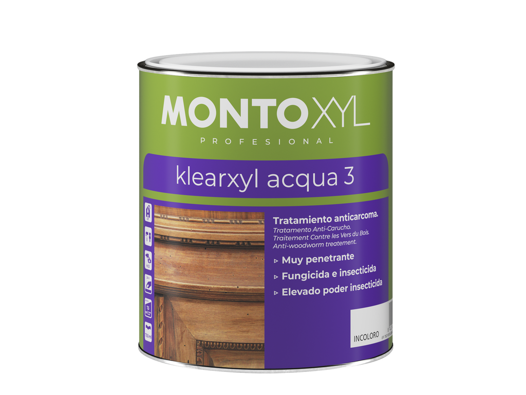 Montoxyl Anticarcoma Klearxyl Aqua 3 | Protector al Agua para Madera | Prevención contra Carcoma, Termitas y Hongos
